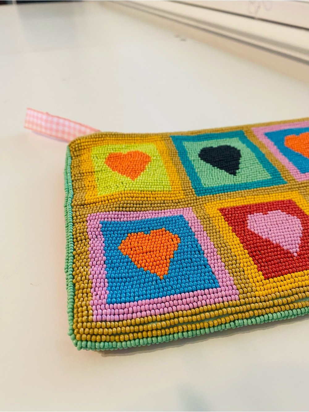 Anthropologie Fiona Beaded Medium Pouch in Hearts - Picture 6 of 10